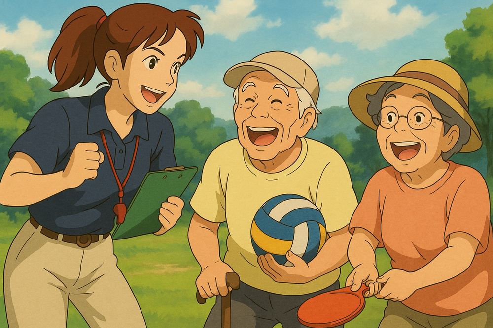 広場でボール遊びをする子どもたちのイラスト